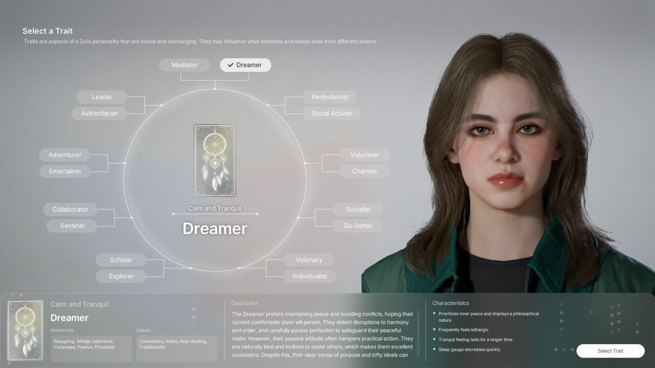InZoi Dreamer trait