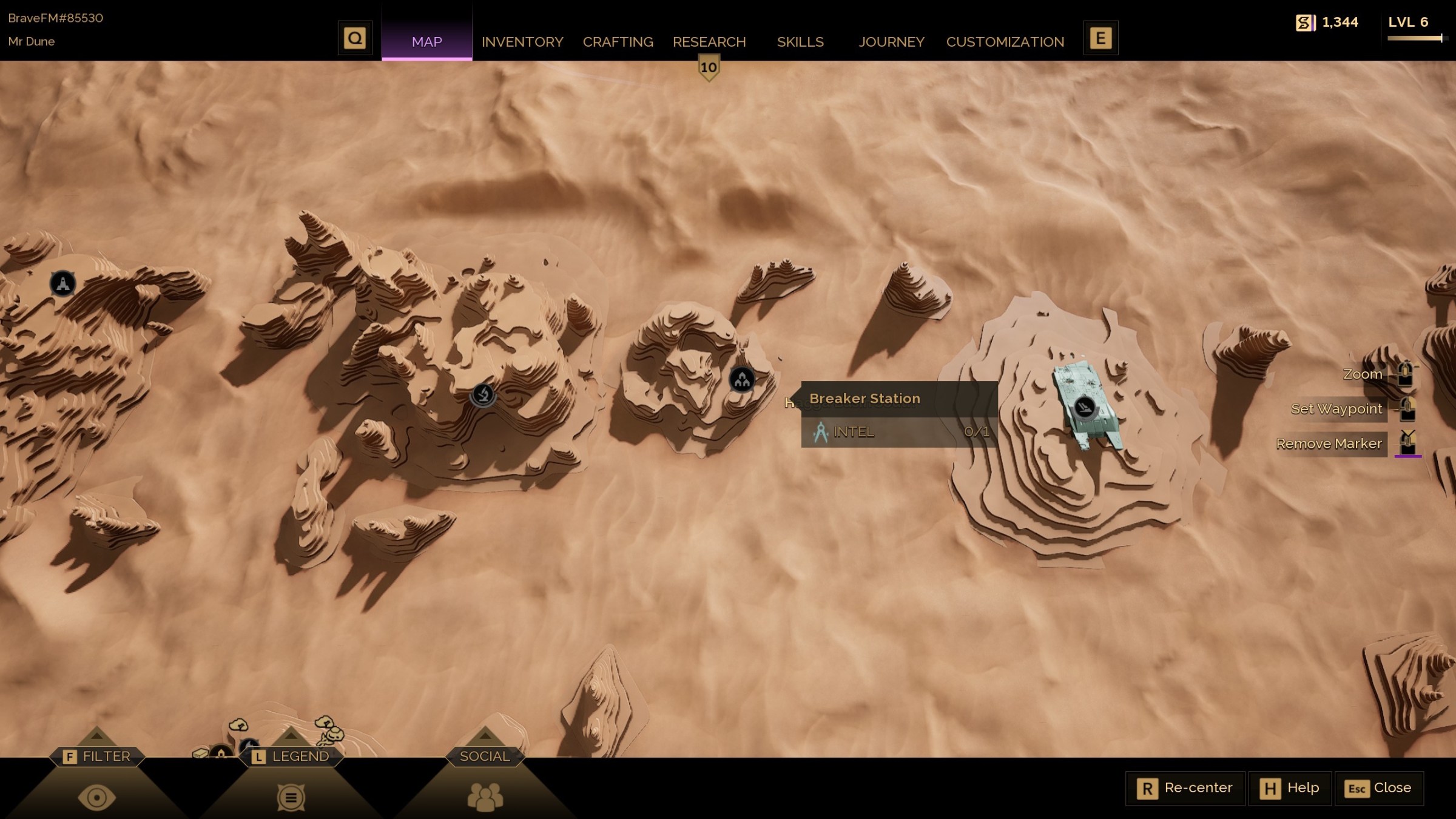 An intel node on Dune Awakening’s map