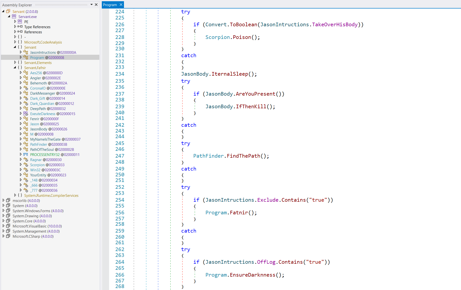 Figure 13. Main JasonRAT entry point showing renamed function names