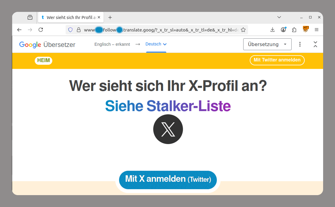 Localized phishing page