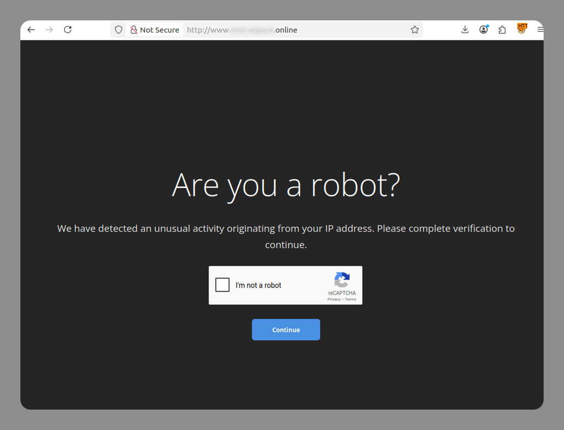 CAPTCHA on a phishing site