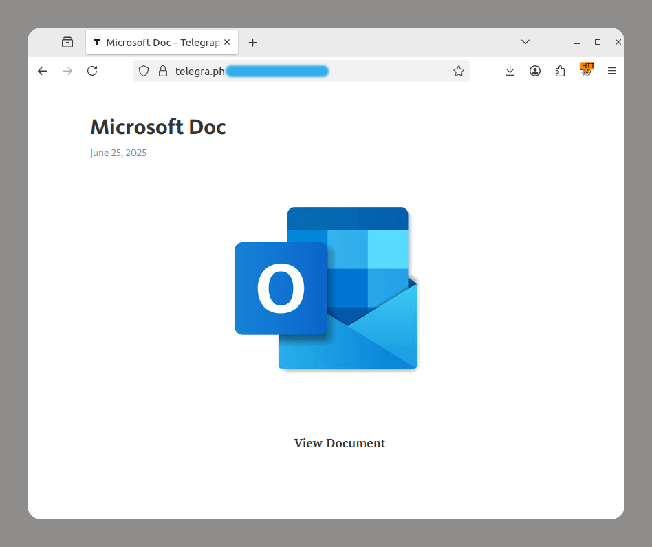 Phishing page on the telegra.ph domain