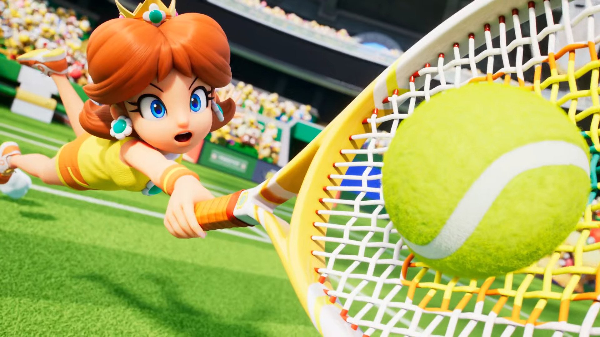 Rosalina hits a ball.
