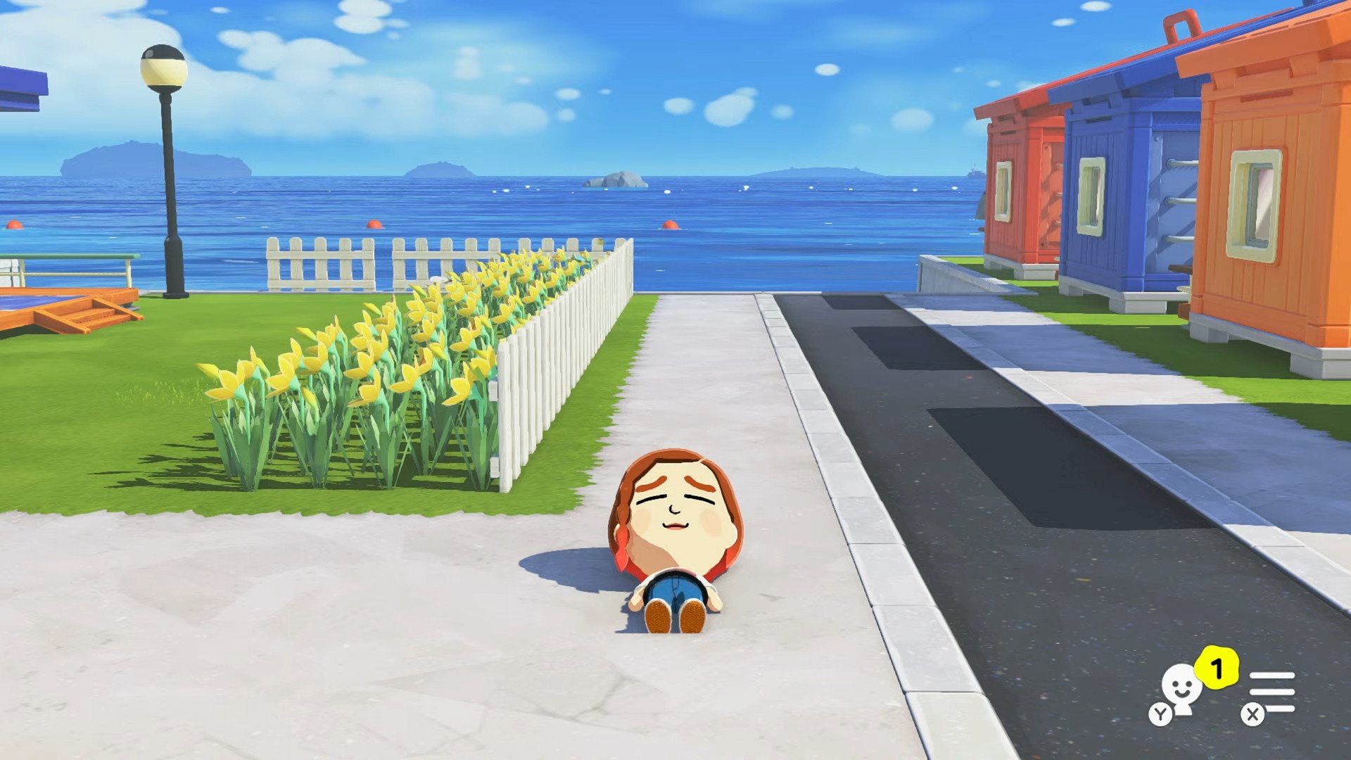 A character snoozes.