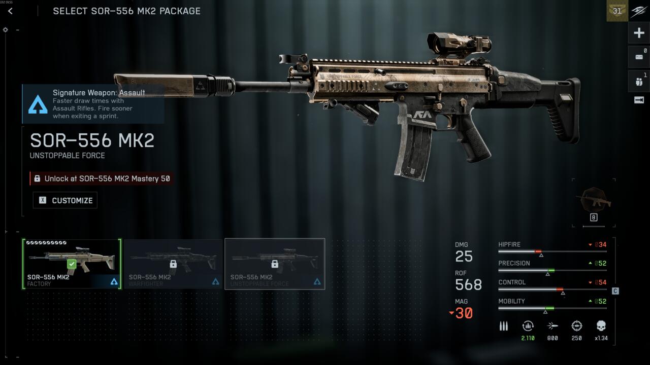 The Mastery Camo for the SOR-556 MK2 in Battlefield 6