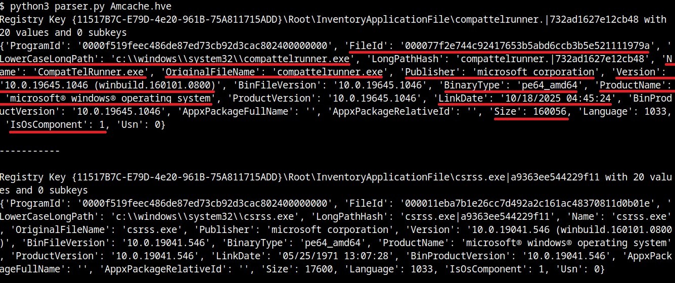 InventoryApplicationFile subkeys